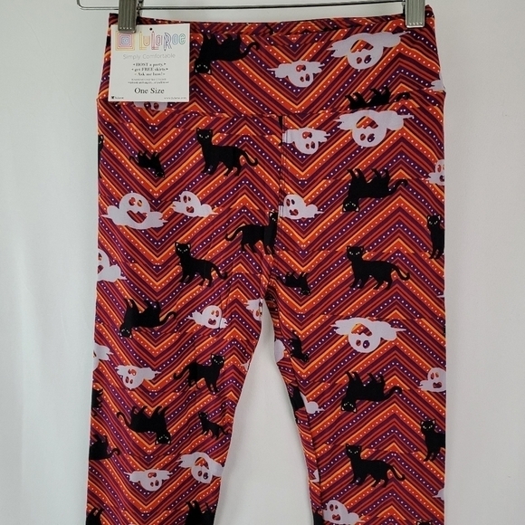NWT LuLaRoe Simply Comfortable Cats and Ghosts Pants One Size See Measurements - Picture 2 of 9
